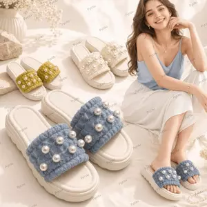 Dép Nữ PYCOU, Dép Đế Mềm Ngọt Ngào, Ngọc Trai Thời Trang Chống Mùi Chống Trơn Trượt Đi Biển Mùa Hè Để Mặc Hàng Ngày
