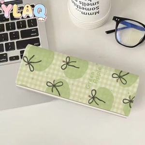 Hộp đựng kính từ tính trái cây xanh Hộp đựng kính mắt họa tiết kẻ sọc dễ thương dành cho nữ Cô gái Sử dụng hàng ngày
