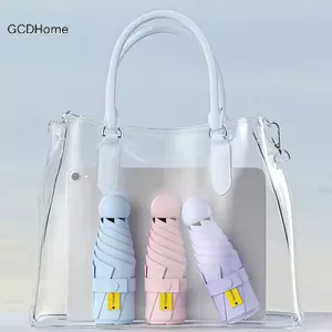 GCDHome Du Lịch Nhỏ Gọn Ô Mini Bảo Vệ Tia Uv Viên nang Ô 5 Gấp Siêu Nhẹ Tấm Che Nắng Ô Protable Hướng Dẫn Sử Dụng HOT