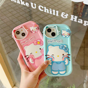 Mèo Cô Gái Dễ Thương Thích Hợp Cho 16 Vỏ Điện Thoại Apple 15 Silicon iPhone17 Hoạt Hình 11 Chống Sốc 14promax