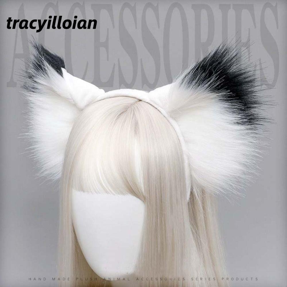 TRACEILLOIAN Sang Trọng Tai Mèo, Băng Đô Tai Động Vật Dễ Thương Mũ, Tai Sói Nhân Tạo Gothic Giả Cosplay Phụ Kiện Tóc Halloween