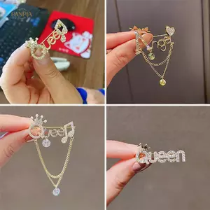 PNPIA- Kim Cương Giả Nữ Hoàng Thái Thiên Thần Tiếng Anh Chữ sel Trâm Cài Cho Nữ Phụ Kiện Thời Trang Hijab Pin Món Quà Trang Sức