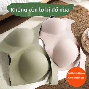 Áo ngực thể thao ba lỗ có cốc cố định vô hình, thiết kế kích thước lớn, có thể giảm ngực lớn, không có vòng thép, thiết kế đệm mỏng, thích hợp để mặc bốn mùa khi ngủ.