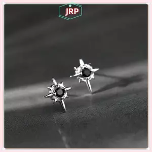 JRP 1 Cặp Hợp Thời Trang Bla Zircon Ngôi Sao Bông Tai Dành Cho Nam Nữ Cặp Đôi Trắng Cá Tính Hip-hop Bông Tai Dự Tiệc Phụ Kiện Trang Sức JRP