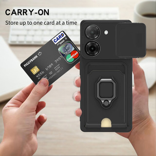 Dành Cho Redmi A5 Ốp Lưng 4 Trong 1 Trượt Camera Bao Đựng Thẻ Đứng Vuông Freebie Dây Chống Sốc Chống Rơi Mỏng Mềm TPU Cover