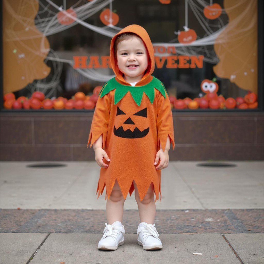 2-8 Tuổi Trẻ Em Halloween Bí Ngô Cosplay Trang Phục Có Mũ Trùm Đầu Dễ Thương Áo Cho Tiệc Ngày Lễ Trang Phục