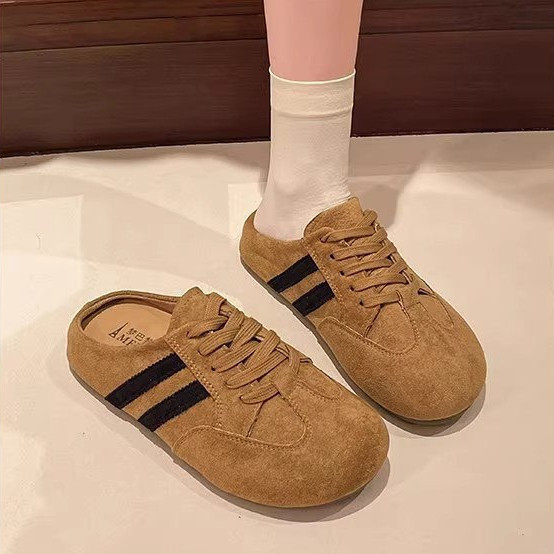 Mùa Hè Phong Cách Mới Phối Ren Bên Ngoài Mặc Thường Ngày Slip-On Lười Nửa Dép Thời Trang Retro Nhẹ Thoải Mái Mặc Bên Ngoài Hàng Ngày Đế Dày Giày Tập Luyện Đức Nhà Máy Giá Bán Buôn