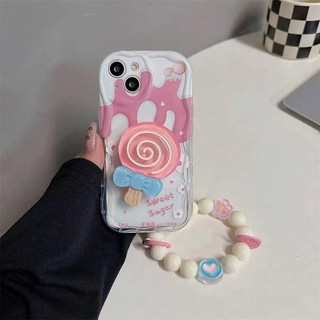 Lollipop Sweet Sugar Case Tương Thích Cho iPhone 16 15 13 12 Pro 14 11 16 Pro Max 13 12 Mini 15 14 7 8 6 6s Plus XS Max XR X SE 2020 Girl Holder Chain TPU Vỏ Điện Thoại