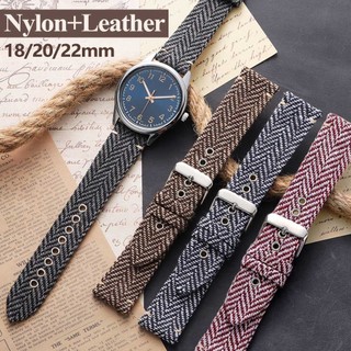 Vintage Nylon Da Đồng Hồ Dây Đeo 18mm 20mm 22mm Retro Phát Hành Nhanh Da Bò Dây Đồng Hồ Anh Pháp Cổ Điển Nâu Xanh Đỏ Quà Tặng Giáng Sinh Vòng Tay Nam Nữ
