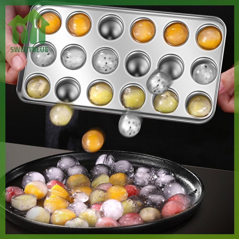 SWEET Khuôn Khay Đá Inox Có Nắp Cho Tủ Đông 18 Lưới Kim Loại Có Thể Tái Sử Dụng Máy Làm Đá Tròn Cho Gia Đình Và Thanh Sử Dụng n