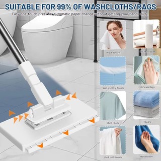 Cây lau nhà rảnh tay JOYFULLIFE, 360° Cây lau bụi kẹp đầu xoay, với 3 loại vải có thể tái sử dụng Kẹp lau nhà tự động Làm sạch sàn