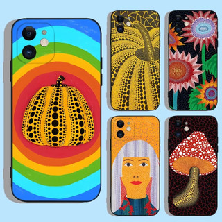 Ốp điện thoại TP-1 Art YAYOI KUSAMA cho Apple iPhone 17,15,14,13,12,11, XS, XR, X, 8,7, Pro, Max, Plus, Vỏ đen silicon mini