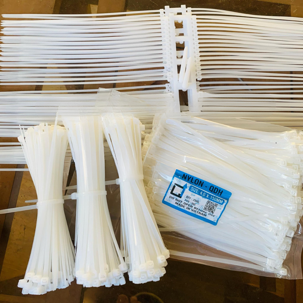 Set 100 Tái sử dụng được Dây rút nhựa dây thít nhựa trắng và đen chất lượng cao tiết kiệm chị phí - FE123