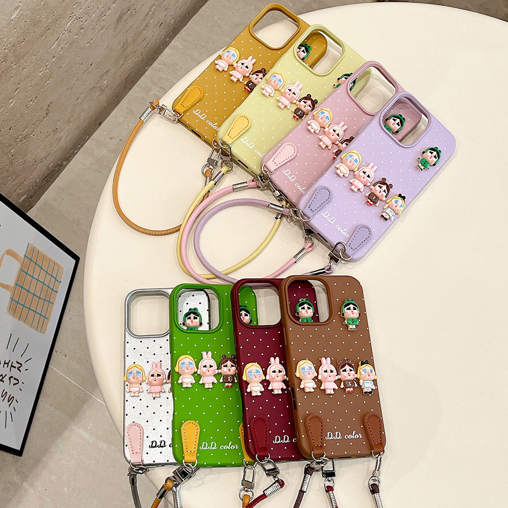 3D Khóc Bé Gái Dây Da Ốp Lưng Điện Thoại iPhone 17ProMax 16Plus 15 14 13 12 11 Vỏ Bảo Vệ Chống Sốc