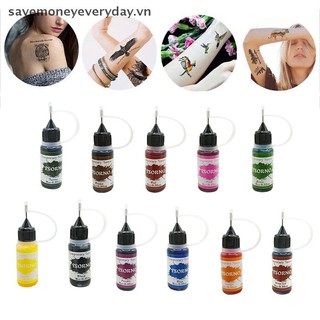 [savemoneyeveryday] Mực xăm nhiều màu Body Art Pigment Beauty Paints Trang điểm Đồ dùng xăm dạng lỏng bán vĩnh viễn [vn]