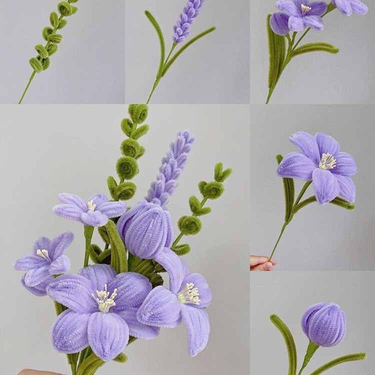 Tím Twist Stick Bó Hoa Handmade diy Chất Liệu Gói Hoa Tulip Lily Poppies Giữ Bảo Quản Bộ Hoa 46XP