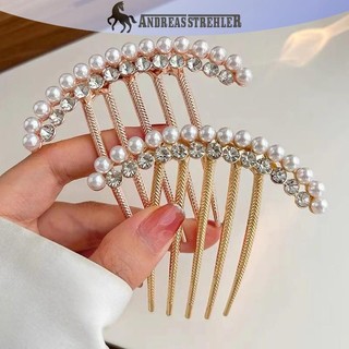 Lược Kẹp Tóc Nữ Andreas Strehler với Kim Cương Giả và Ngọc Trai, Phù Hợp cho Cô Dâu và Tiệc Cưới