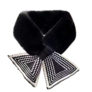 NECKLACEMASK Ấm Cổ Mùa Đông, Lông Thỏ Giả Dày Khăn Cổ Chữ Thập, Ấm Cổ Màu Trơn Thanh Lịch Khăn Choàng Mặc Ngoài Trời