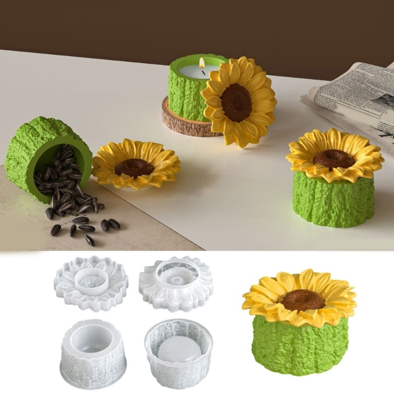 Mặt Trăng Hoa Hướng Dương Silicone Handmade - Khuôn Tạo Đồ Nhựa Trang Sức và Giá Đỡ Trang trí