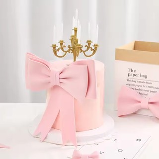 2025 Mới Lớn Hồng Nơ Thời Trang Bé Gái Chúc Mừng Sinh Nhật Bánh Trang Trí Bánh Topper Hoàng Tử Dự Tiệc Cung Cấp Màu Hồng Tình Yêu Quà Tặng