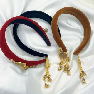 Băng đô nhung có tua vàng phong cách Trung Quốc cho phụ nữ, phụ kiện tóc băng đô độc đáo, trang trí tóc phong cách Trung Quốc mới, bán buôn 4UOC