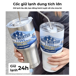 Ly giữ nhiệt 30oz Magic Mountain giữ lạnh cả ngày dùng cho cà phê, trà, nước đá tiện lợi Buna