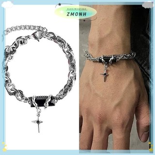 ZMONH Retro Đen Zircon Ngôi Sao Vòng Tay Nữ Nam Quà Tặng Xu Hướng Dây Xích Kim Loại Unisex Goth Trang Sức Cặp Đôi Mới Phụ Kiện