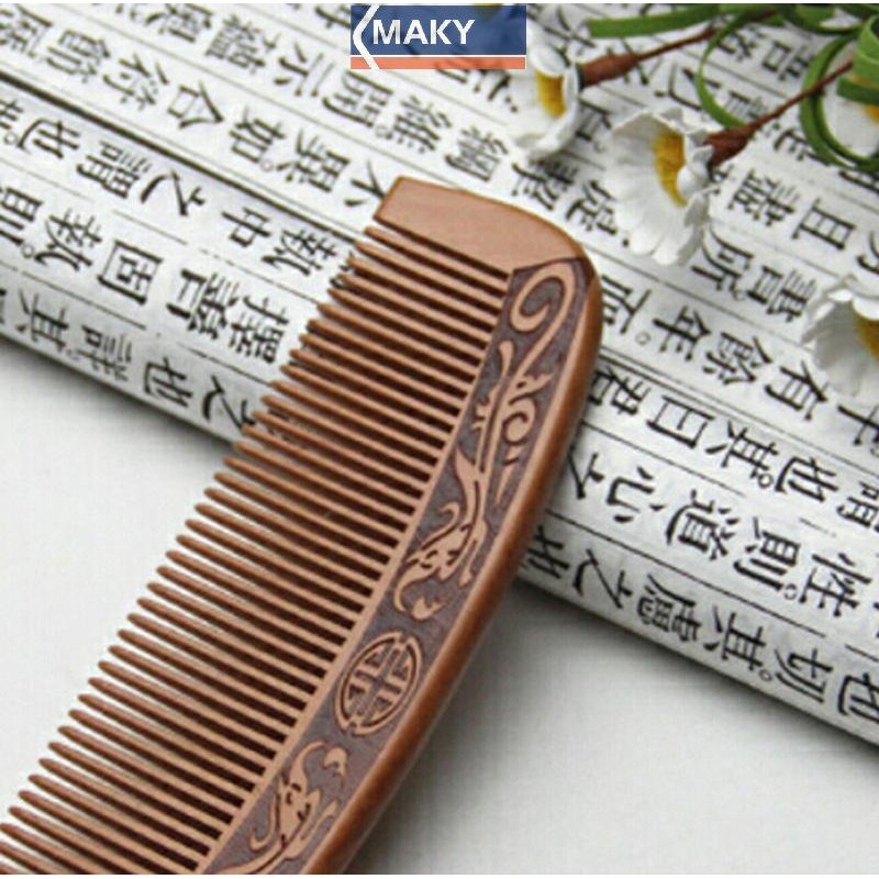 Onetimingcool Lược Gỗ Đào Tự Nhiên Đóng Răng Massage Chống Tĩnh Điện Tóc HealthTools VN