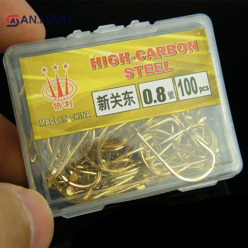 Bigdealssuper 100 Chiếc Mới Kanto Barbless Vàng Cá Móc Dài Chân Đen Hố Cá Chép Và Cá Chép Câu Cá Siêu
