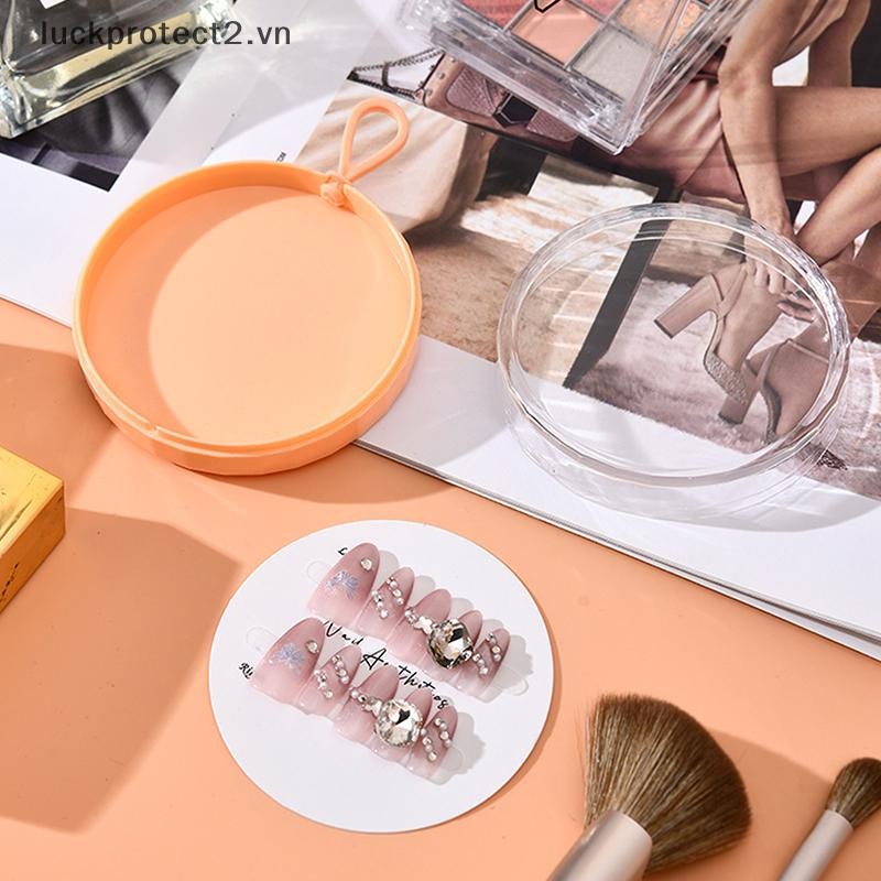 # luckpro # 1 / 6 Chiếc Hộp Đựng Móng Tay Bằng Nhựa Hình Tròn Có Dây Buộc Trong Suốt Bao Bì Móng Tay Phụ Kiện Dụng Cụ Bảo Quản.