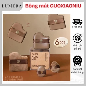 Set 6 bông mút Guoxiaoniu chocolate bông phấn trang điểm đa năng dùng ướt và khô