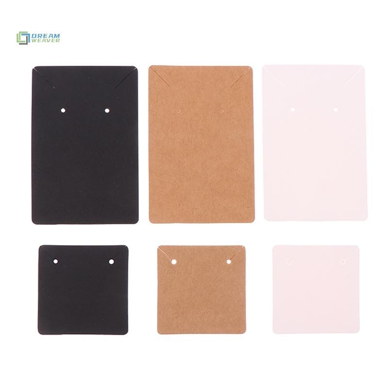 100 cái/gói thẻ trưng bày trang sức giấy kraft tự dán, bao bì bìa cứng, treo bông tai/dây chuyền mới