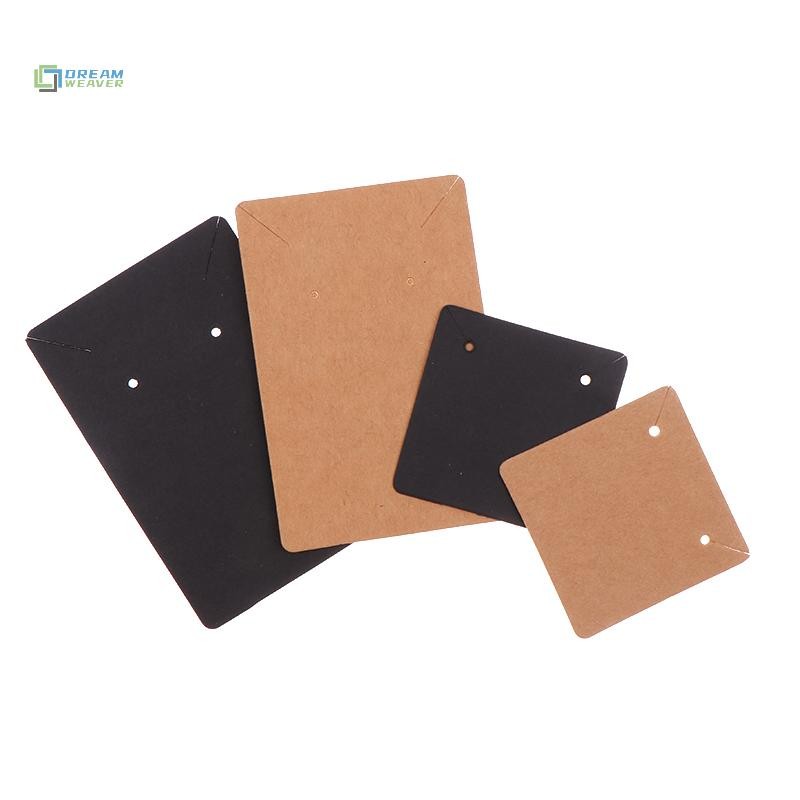 100 cái/gói thẻ trưng bày trang sức giấy kraft tự dán, bao bì bìa cứng, treo bông tai/dây chuyền mới