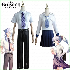 YB1 Outfit cosplay Ayaka và Ayato, áo sơ mi, quần váy, tóc giả - Costume anime phù hợp cho Halloween