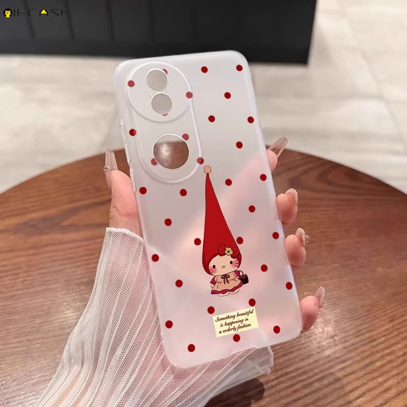 Dành Cho Xiaomi 15T Pro Civi 5 4 Pro 14 Civi 3 2 1S Mix 4 Ốp Điện Thoại Mũ Dài Dễ Thương Hello Kitty Mèo Chấm Bi Rượu Vang Đỏ Năm Mới Hoạt Hình Trắng Trong Suốt Vỏ Mềm