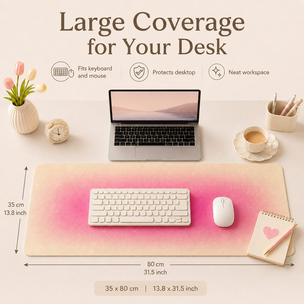 Thảm Lót Bàn Gradient Hàn Quốc 35x80cm Chống Nước Dễ Lau Da PVC Lót Chuột Lớn Cho Bàn Học Văn Phòng Ký Túc