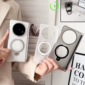 Ốp Lưng Cứng Mờ Từ Tính Đôi Trục Cho Vivo X FOLD 5 Gấp 3Pro Gấp 3 Vỏ Có Vỏ Đứng Nhẫn
