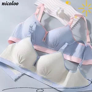 Áo ngực cho con bú NICOLOO, Áo ngực bà bầu có khóa đôi, Áo ngực bà bầu tiện lợi thời trang Cotton nguyên chất thoải mái cho con bú