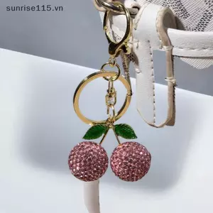 SSVN Sang Trọng Kim Cương Giả Anh Đào Móc Khóa Sáng Tạo Tinh Tế Sáng Bóng Túi Móc Khóa Mặt Dây Chuyền Túi Cá Tính Quyến Rũ Quà Tặng Sinh Nhật.
