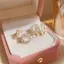E-WOITD Tinh Tế Đơn Giản Pha Lê Mắt Mèo Đá Hoa Bông Tai Dành Cho Nữ Thời Trang Zircon Bông Tai Dự Tiệc Trang Sức Quà Tặng Phụ Kiện E-WOITD