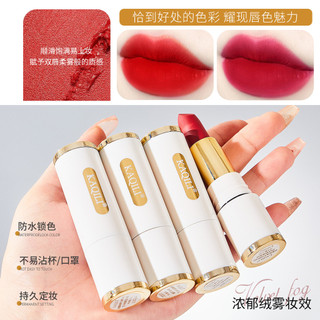 KAQILI Lụa Sương Mù Chống Dính Cốc Không Phai Màu Son Môi Mờ Bền Son Môi Chống Thấm Nước Quế Son Môi Không Phai Màu
