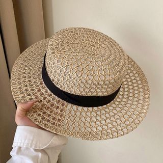 Mũ Rơm SAIA, Vành Rộng Chống Tia UV Mũ Chống Nắng Mùa Hè, Pháp Thoáng Khí Thanh Lịch Có Thể Điều Chỉnh Mũ Flat Top Cho Nữ