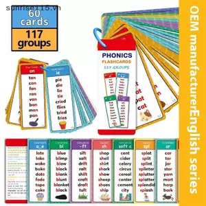 SRVN 60 Tờ Dụng Cụ Giảng Dạy Giáo Viên Montessori Phonics Danh Sách Từ Thẻ Tiếng Anh Xây Dựng Từ Vựng Học Flashcards.