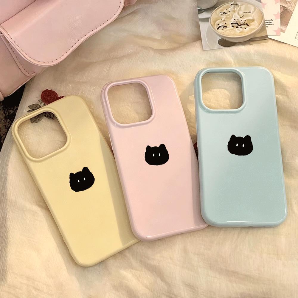 Mèo đen đơn giản phù hợp với vỏ kẹo dẻo mặt sáng 17/16, 13/14/15