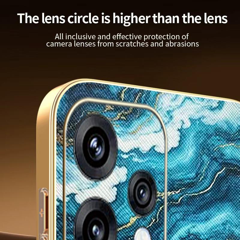 Ốp Lưng Cho OPPO Reno15 Pro Reno15F Đá Cẩm Thạch Họa Tiết Da Series Mạ Điện Cạnh Chống Rơi Vỏ Điện Thoại