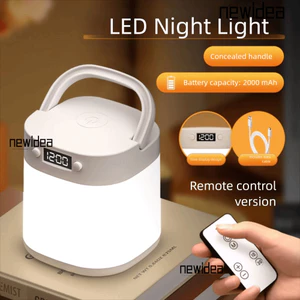 Đèn ngủ NEWIDEA, Đèn ngủ LED điều khiển từ xa có thể sạc lại, Đồng hồ bảo vệ mắt Hiển thị thời gian Đèn bàn đọc sách có thể điều chỉnh độ sáng để bàn