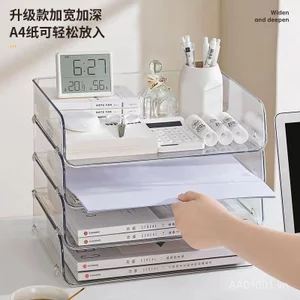 Ins Trong Suốt Để Bàn Tập Tin Vuông Kệ Quản Lý Sách Văn Phòng Giấy Acrylic Hộp Bốn Lưới IKMH