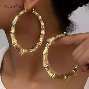 AqToCna 3 Cặp Bộ Bông Tai Vòng Bộ Bông Tai Tròn Hình Tre Cho Nữ Bé Gái Vàng Màu Bạc Hợp Kim Hyperbole Dự Tiệc Trang Sức AqToCna