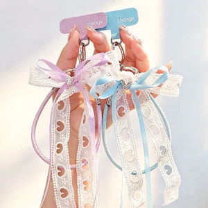 Phụ Kiện Điện Thoại Di Động Phong Cách Hàn Quốc Ba Lê Phong Cách Điện Thoại Di Động Dây Cổ Tay Ngắn Phong Cách Tình Yêu Cô Gái Nơ Ruy Băng Túi Da Mặt Dây Chuyền Đồ Trang Trí Mới