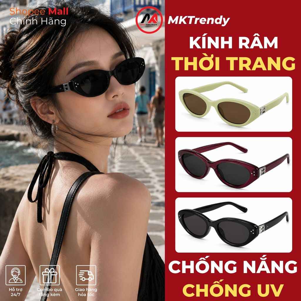 Kính râm mắt mèo MKTRENDY kính mát thời trang nam nữ chống tia UV chống nắng phong cách sang trọng T601